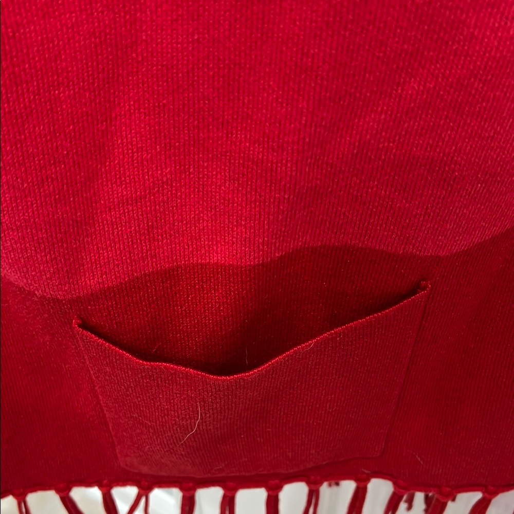 Chic Red Fringe Cardigan - Picture 3 of 4